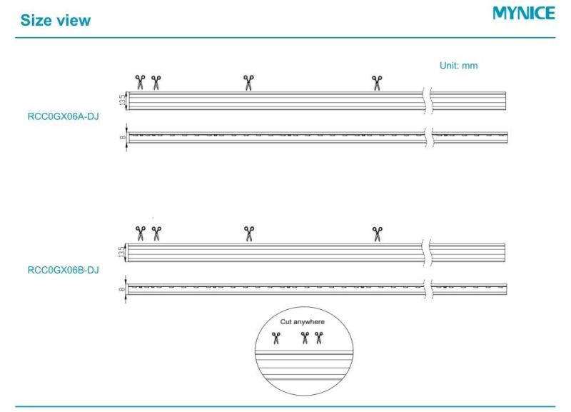 DC12V 1LED Cut Unit Blue Color LED Flexible Silicone Tube LED Neon Strip