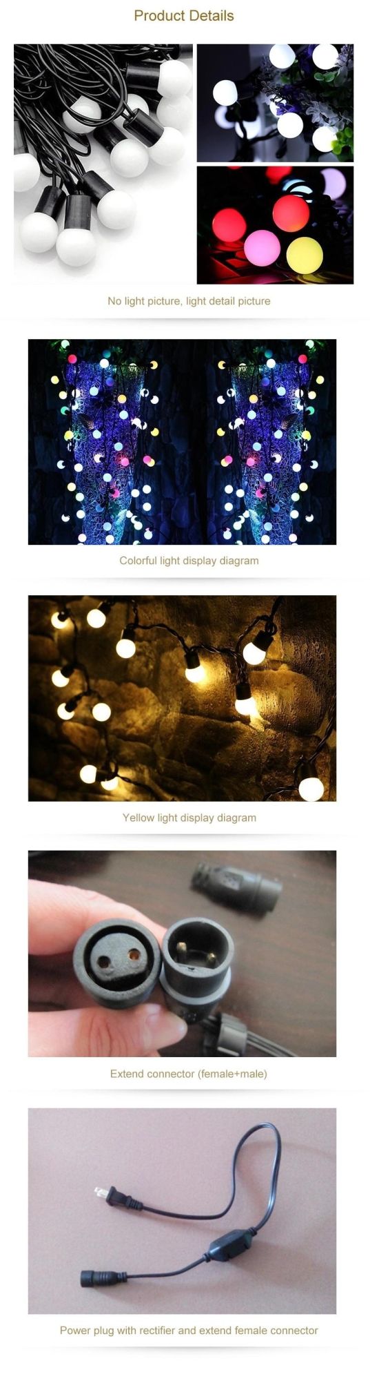 Waterproof LED Lights Ball String for Christmas Decorative Outdoor Christmas Colorful LED Mini Ball Bulb String Light