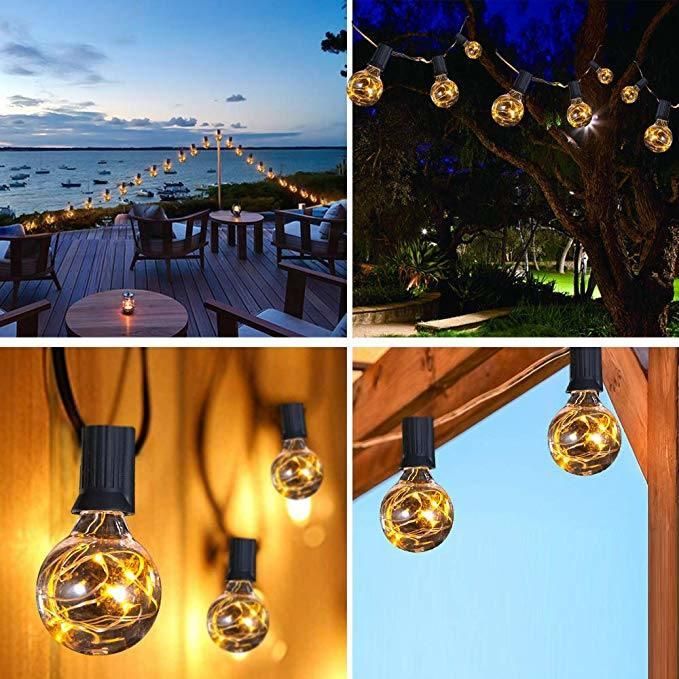 Solar LED Light String G40 IP65 Bulb String for Cafe Gazebo