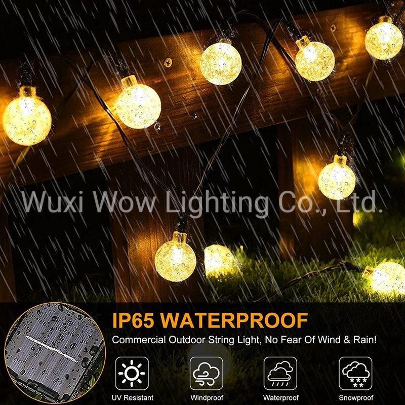 36FT Solar Garden Light Outdoor Waterproof 60 LEDs Crystal Ball String Lights 8 Modes Decorative