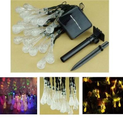 20 LED Solar Powered Water Drop String Lights LED Christmas Light