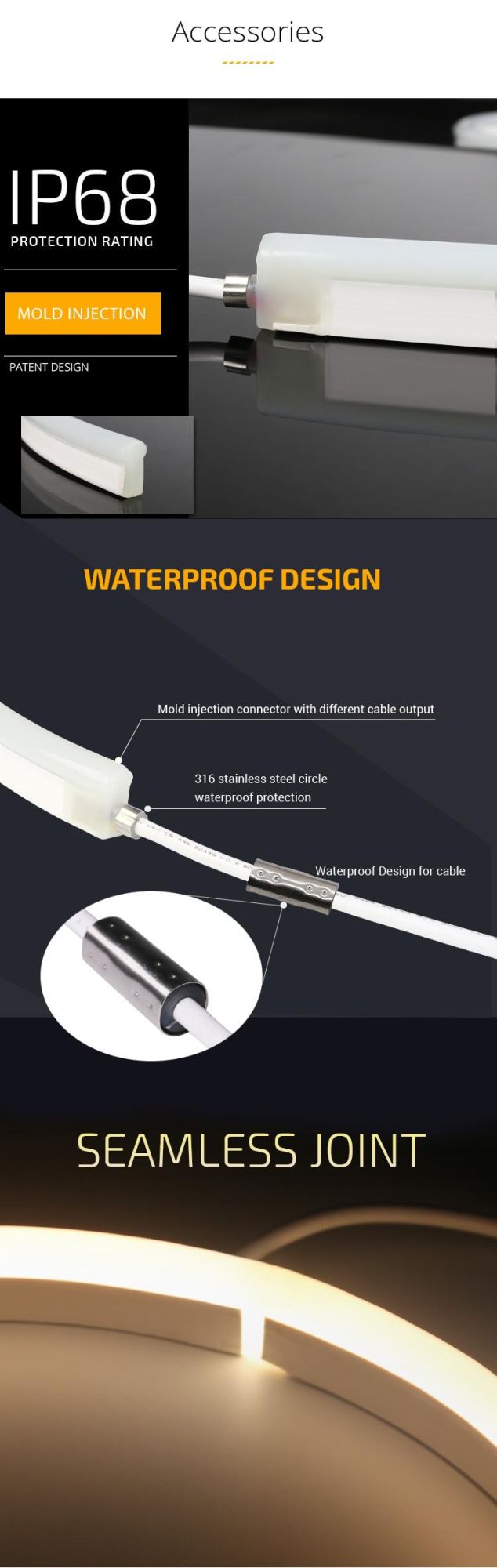 IP68 Waterproof Swimming Pool Neon LED Strip Light