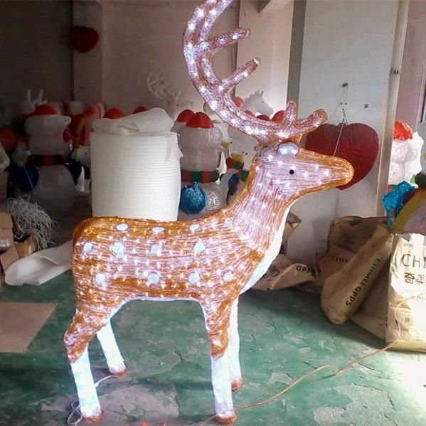 Acrylic Outdoor Christmas Decoration Handmade Crystal LED Reindeer