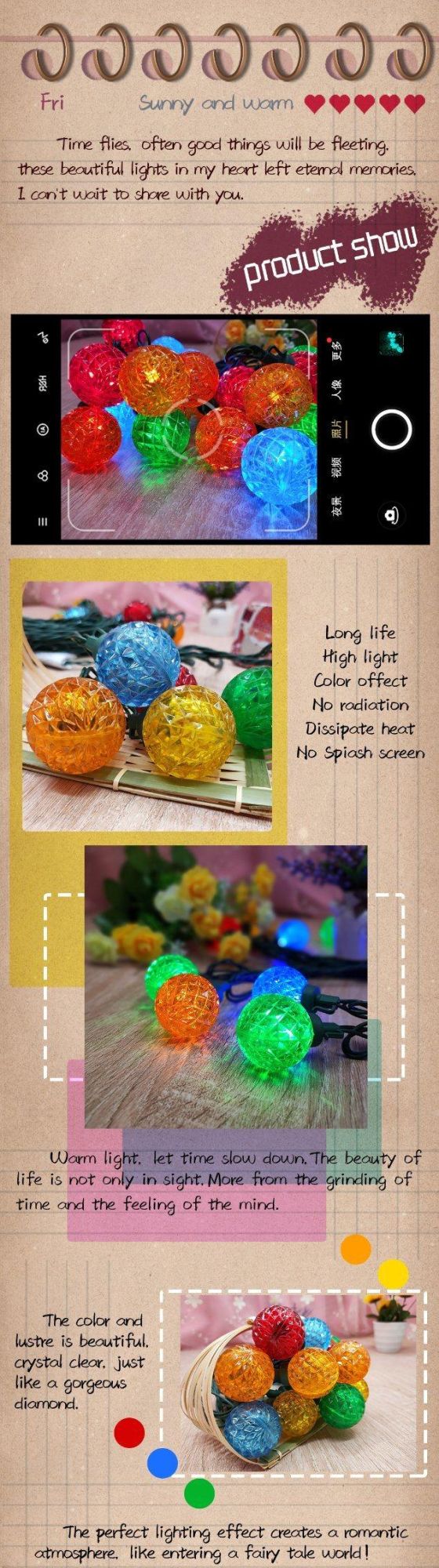 G40 25L Diamond LED Ramadan Christmas Decorations Holiday Lighting String