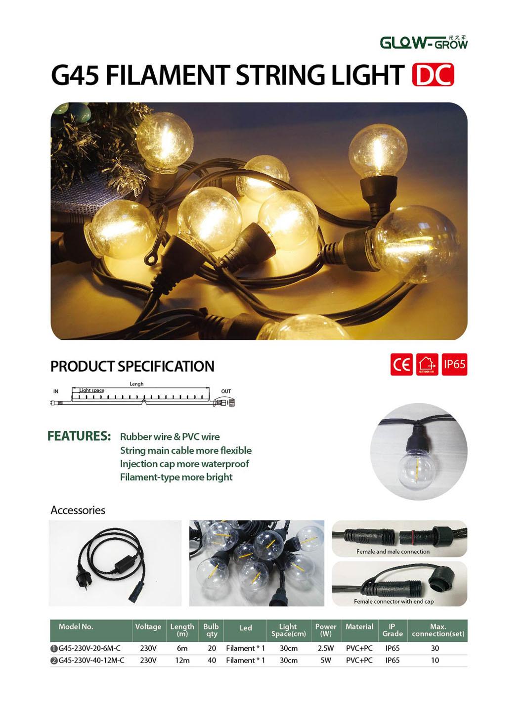 High Brightness Filament Light Chain for Garden Use