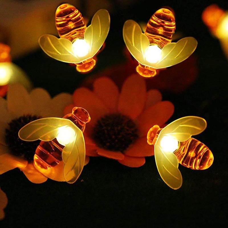 Bee Solar String Lights Bee Fairy Lights LED Outdoor Waterproof Bee Decoration Light