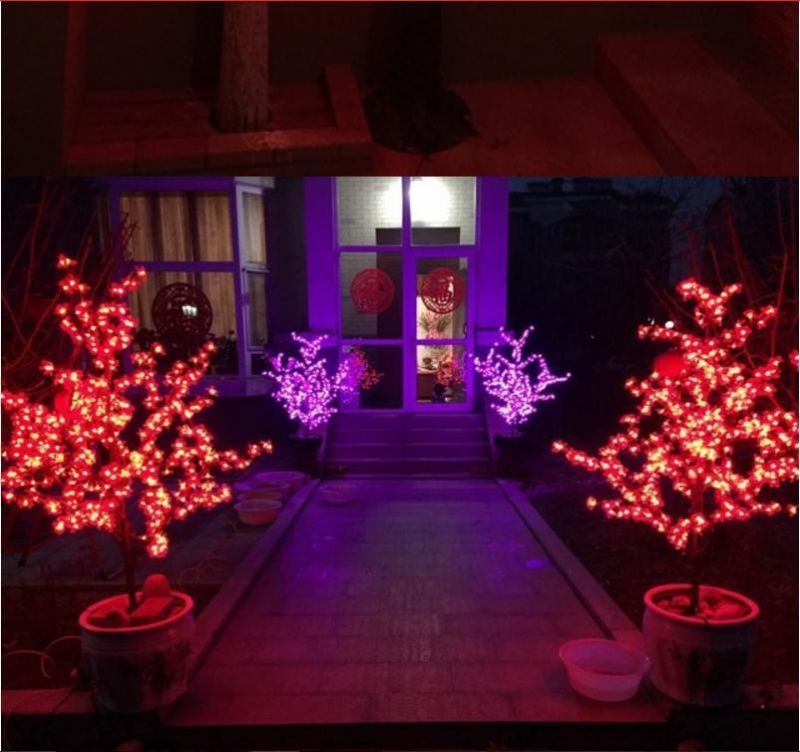 Garden Ornaments Valentine Day Decoration Glitter Artificial Oriental Cherry LED Tree