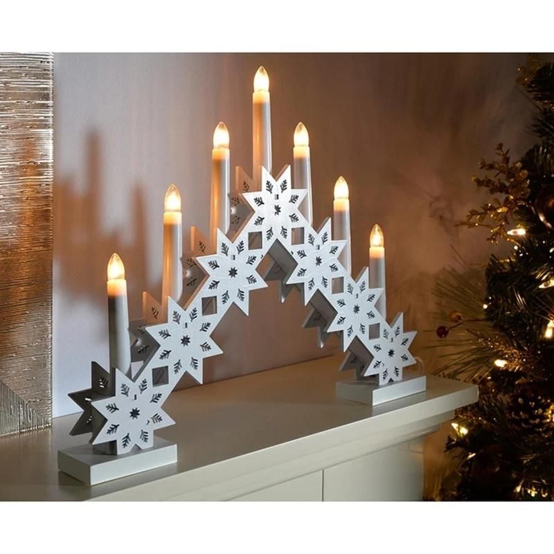 Candle Bridge Arch Table Decoration Wood 33.5 Cm White