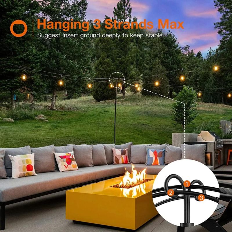 3m String Light Pole 4 Prong Fork Pole Stand Outdoor String Light Pole Stand for Halloween, Christmas Decoration