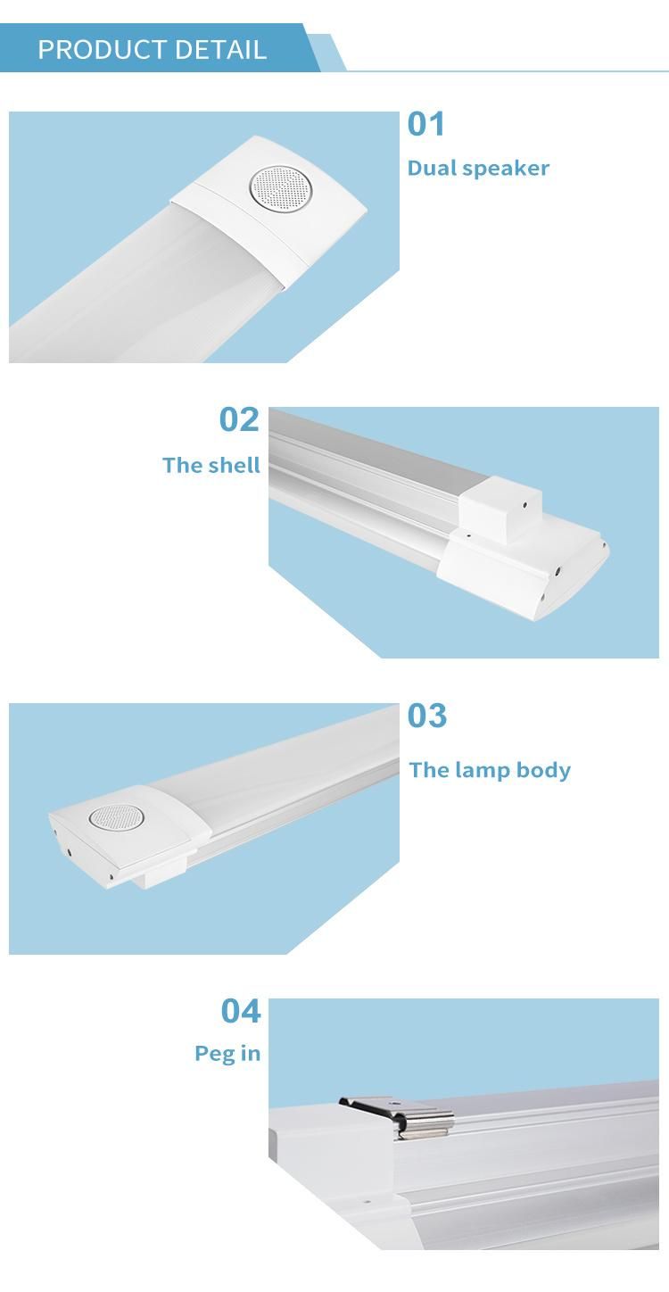 APP Control 230V 1.2m Supermarket Lighting with Bluetooth Speaker LED Shop Light