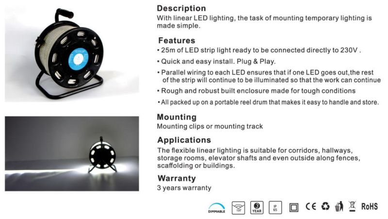 Waterproof LED Strip Light AC220V-AC230V Flexible LED Strip Kit 25m 50m Decoration Lighting Ce RoHS Cert