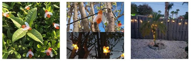 Solar String Lights Outdoor Waterproof Simulation Honey Bees Decor for Garden Outdoor Indoor