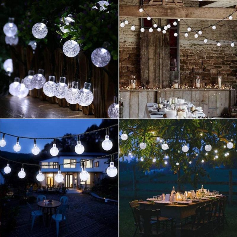 20/30/50/100/200LED 8 Mode Christmas Lights Waterproof Garden Wedding Lights Outdoor Decor Round Crystal Ball Solar Power LED String Light