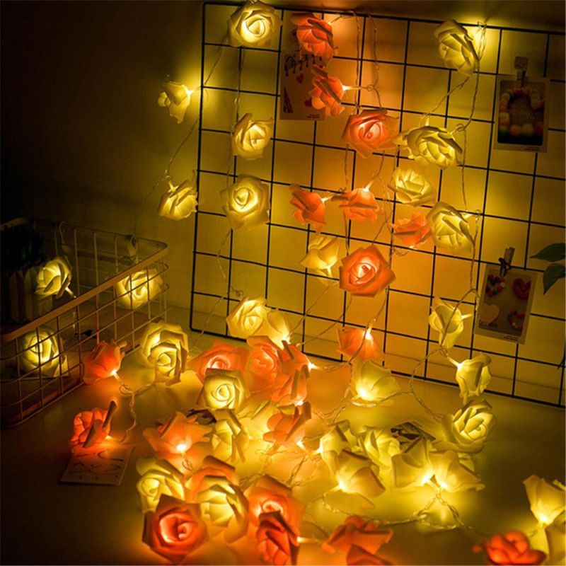 USB LED Rose Flower String Lights Artificial Bouquet Garland Party