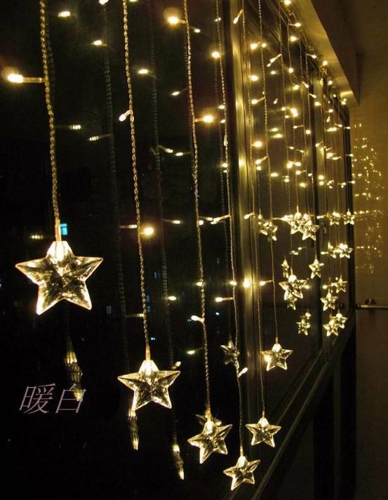 Christmas Curtain Star Curtain Lights for Home Decoration