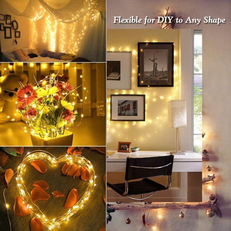 8 Modes 100/200/400 LED Solar Copper Wire String Lights for The New Year Christmas Party Decoration 10m/20m/400m