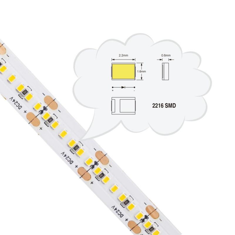 ETL LED Strip Light SMD2216 300LEDs/M 11W-22W