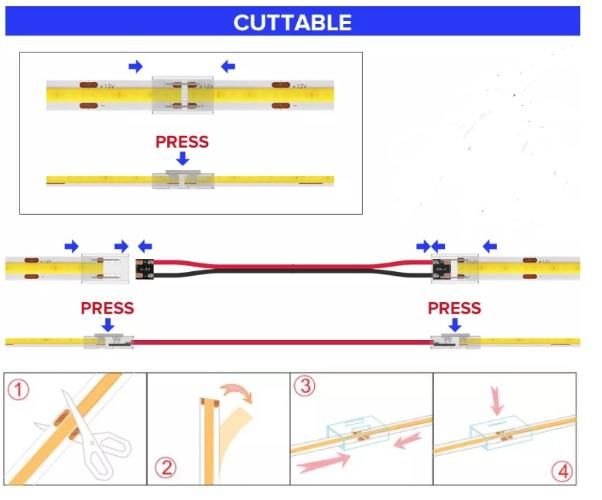 IP20 IP44 IP65 Super Bright COB LED Strip Light