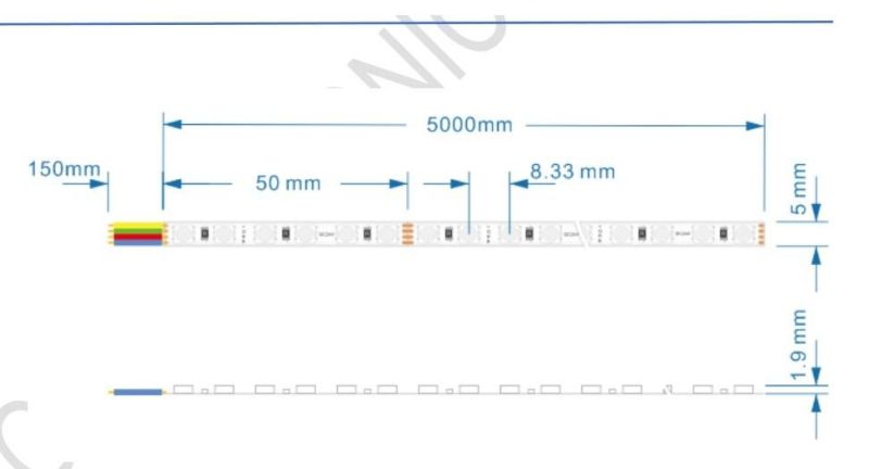 5mm Ultra-Narrow RGB Strip 50mm Cut Unit DC24V 120LEDs/M LED Flexible Strip