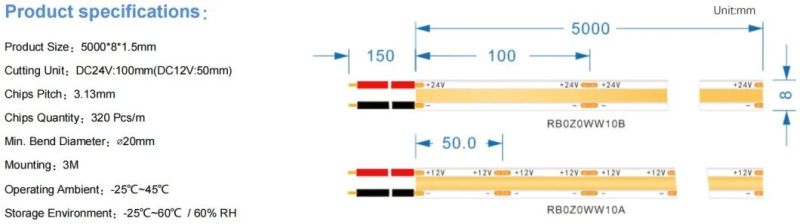 Dotless COB LED Strip Longer Soldering Pad Pure Copper 378LED