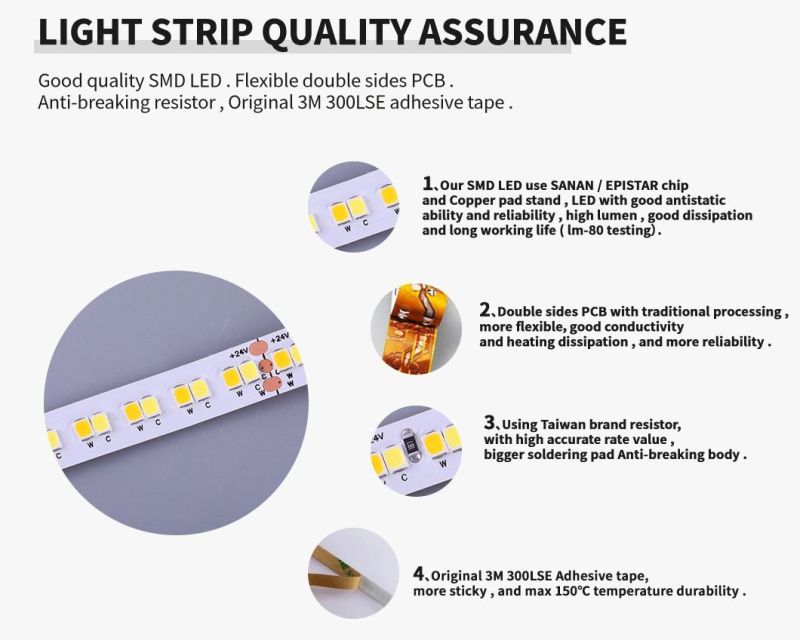 High Lumen CCT Changing Color SMD2835 LED Strips 240LEDs/M