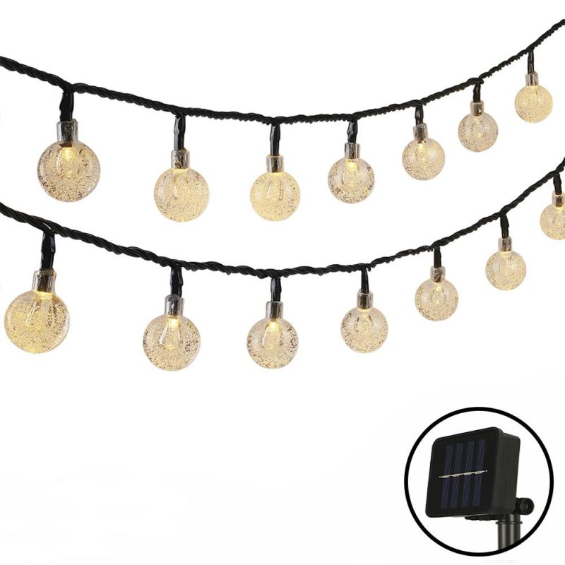 20/30/50/100/200LED 8 Mode Christmas Lights Waterproof Garden Wedding Lights Outdoor Decor Round Crystal Ball Solar Power LED String Light