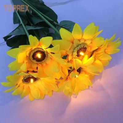 Outdoor Wedding Home Decoration Light Plastic Plant LED Sunflower Stem