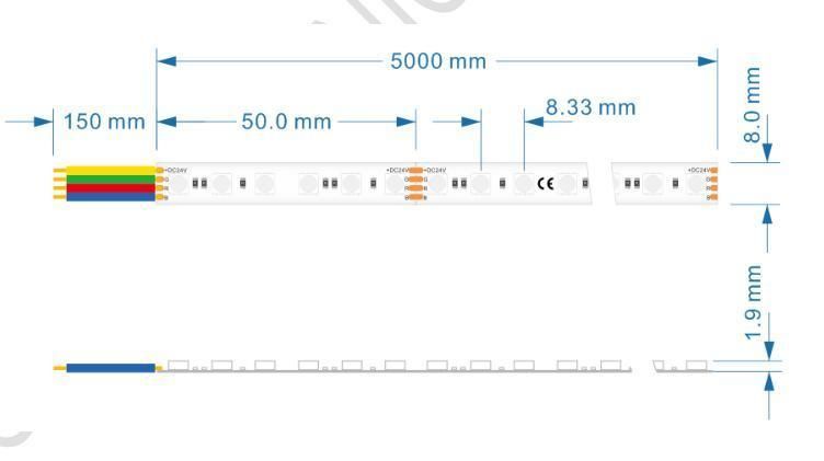 DC24V 120 LED/Meter 3838 RGB LED Strip Light