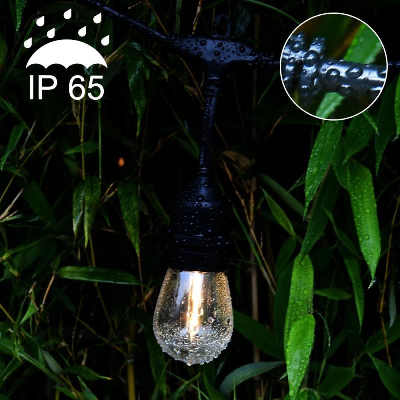 2700K Warm White IP65 Waterproof LED Outdoor String Lights - Hanging 2W Vintage Edison Bulbs