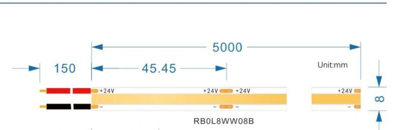 DC24V 2700K LED COB Strip Light