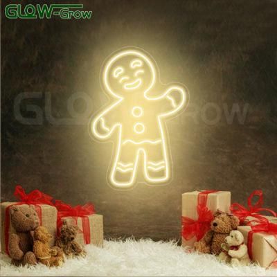 14.10&prime;&prime; X 20&prime;&prime; Custom Nature White Snowman Gingerbread Man LED Wholesale Neon Sign for Christmas Ornament Xmas Home Garden Holiday Decoration