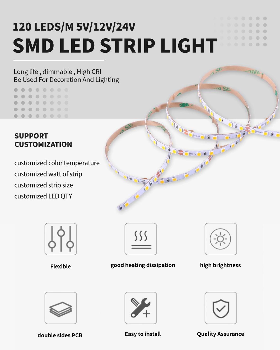 High Bright Flexible LED Strip 2835 120LED/M 5mm PCB Width