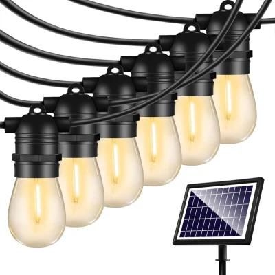 48FT Solar String Lights Outdoor - Shatterproof Vintage Edison Bulbs