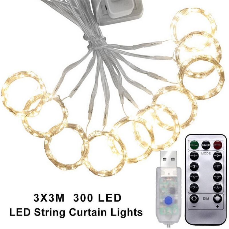 3mx3m 300 LED USB LED Christmas Curtain Light