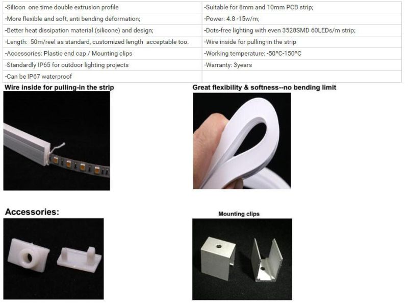 Bendable Neon Lighting Flexible LED Linear Light Silicone Material