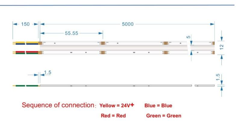 3*378 PCS/M RGBW LED Flexible COB Strip