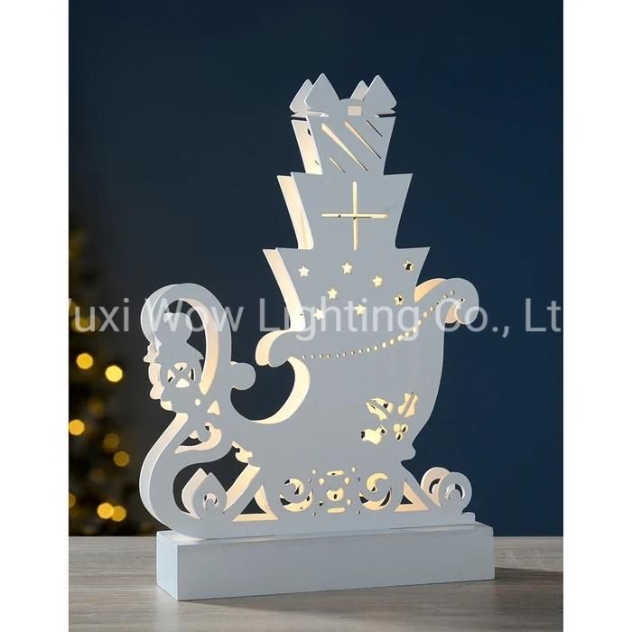 Sleigh Table Christmas Decoration Wood 25 Cm - White