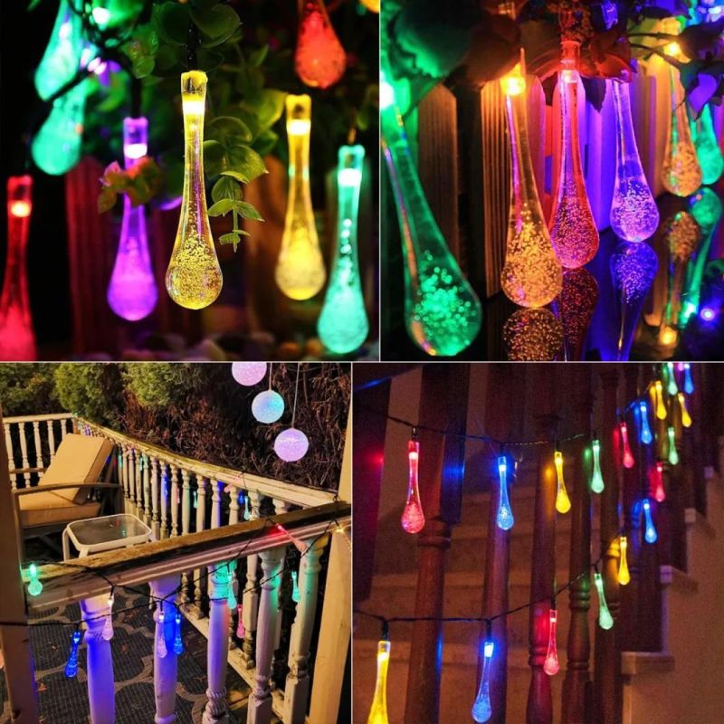 Waterproof Outdoor Solar String Lights Water Drop Solar Powered Lights