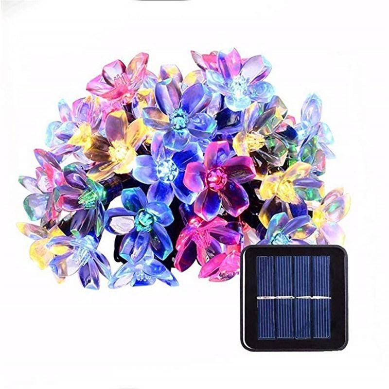 Peach Blossom Flower LED String Fairy Lights Solar Garland