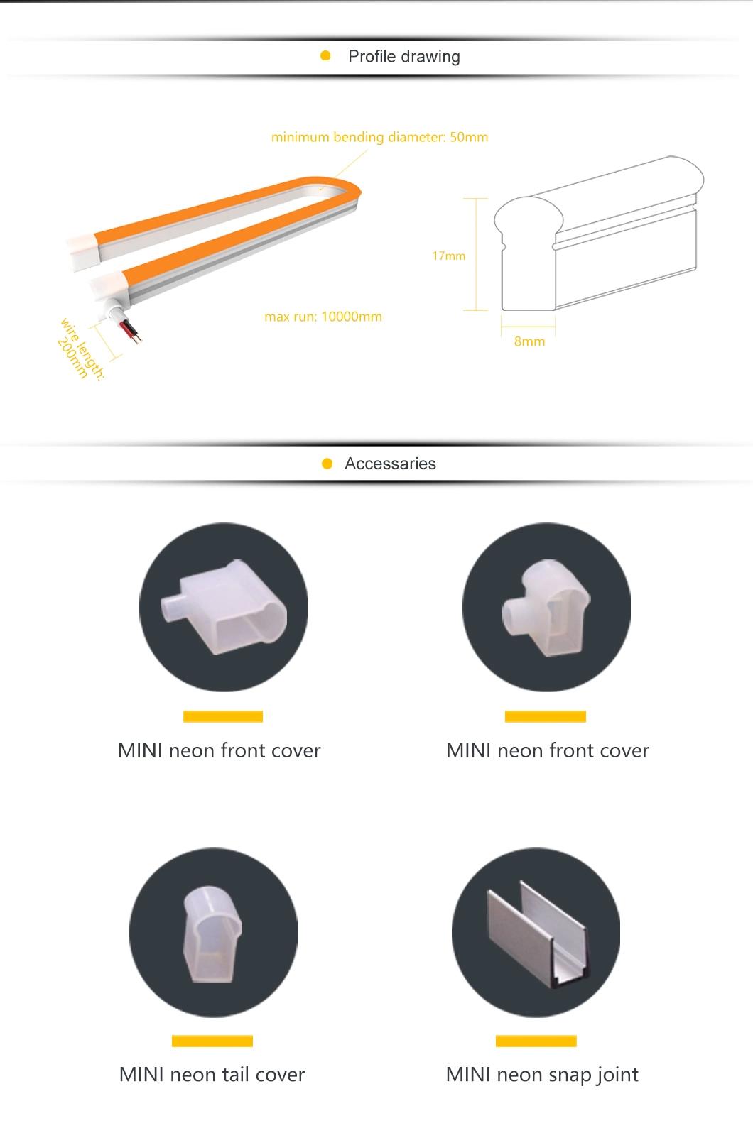 High Efficacy 24V Side Lighting Silicon Extrusion LED Neon for Sign Application Lighting