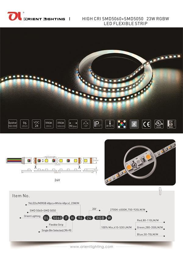 Epistar 5060+5050 RGB+W LED Flexible Strip Light LED