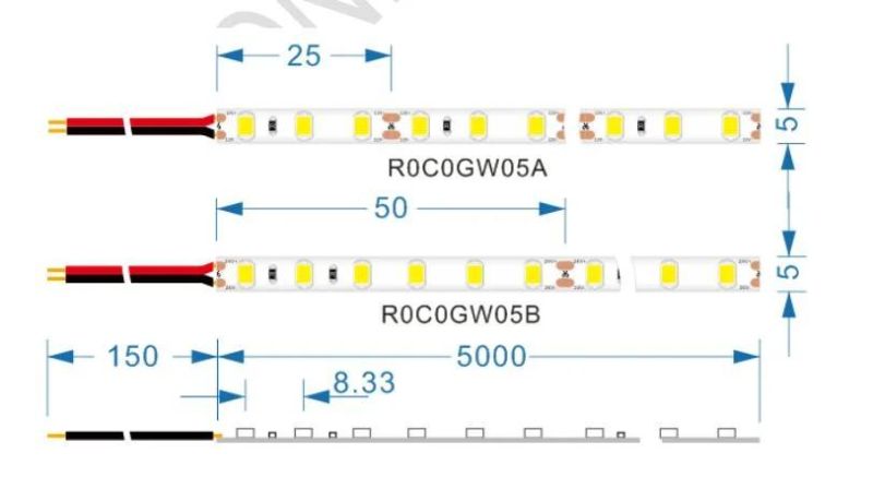 5mm FPC Width DC12V/DC24V 120 LEDs/Meter LED Strip Lighting