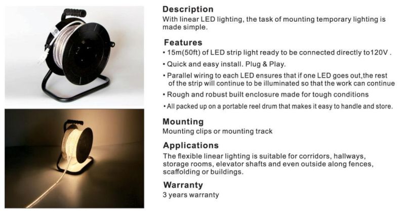 AC220V Portable Outdoor Party Light LED Strip Light for Camping/Party/Constructions Sites/Wedding