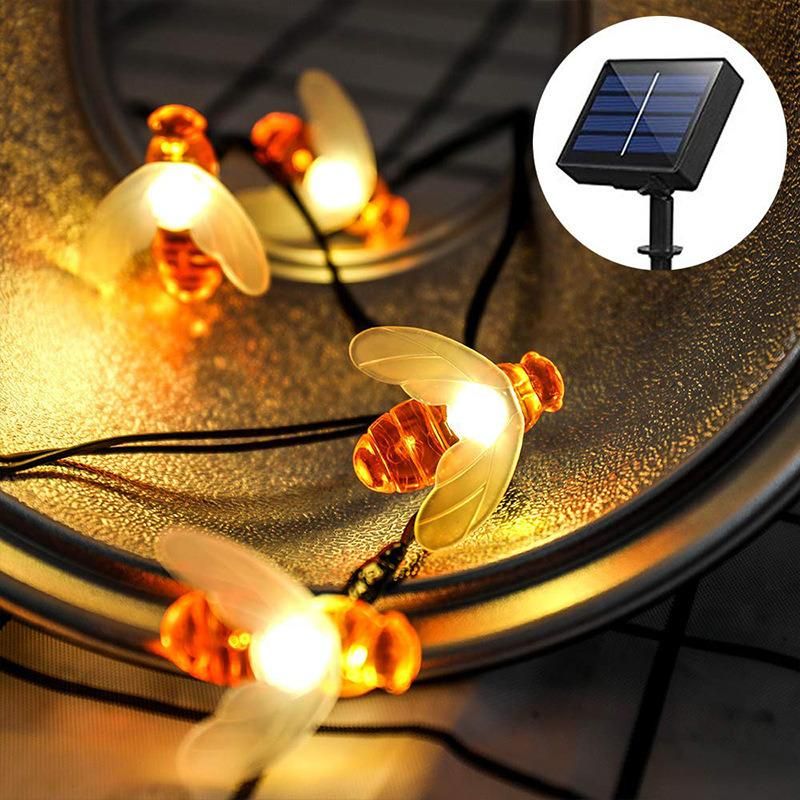 Solar Bee String Lights, LED Waterproof Solar Honeybee Fairy Lights