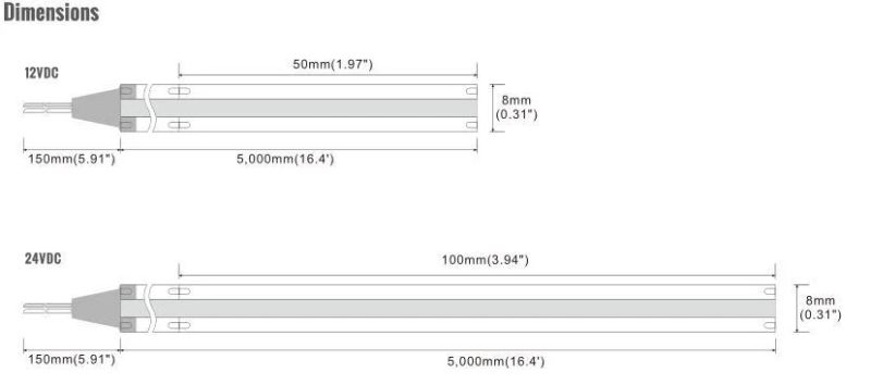 Customized Cuttable No Spot COB LED Strip Light with Certification