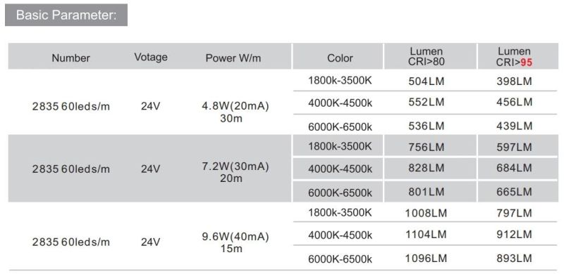 60 LEDs/M IC-Bulit-in LED Light Strip for Cabinet Light