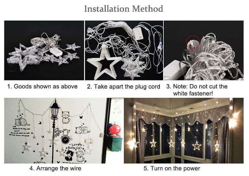 LED Star Curtain Light Window String Fairy Lights for Christmas Wedding Decoration Lights for Home