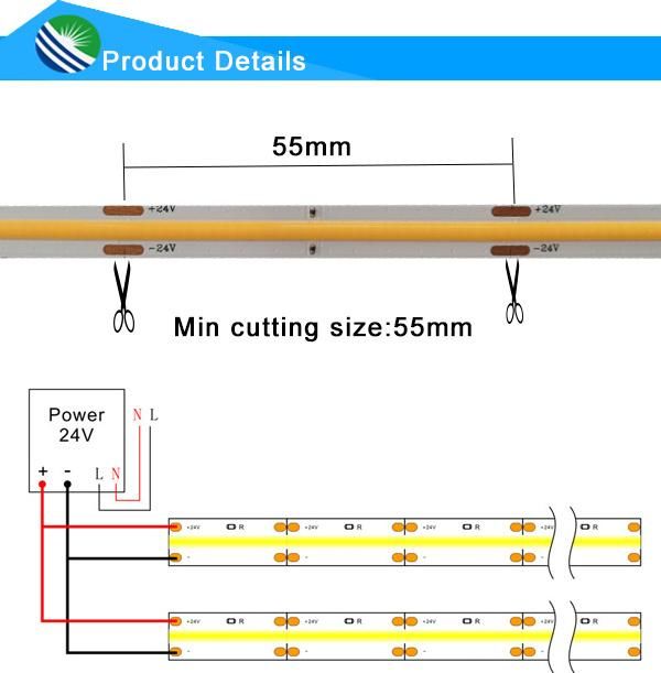 New Product 24V COB LED Strip Lighting 3000K 4000K 6000K for Decoration