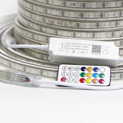 RGB LED Strip Light SMD 5050 Waterproof 110V 220V Flexible LED Light Remote Controller Holiday Christmas Wedding Decoration Strip Light