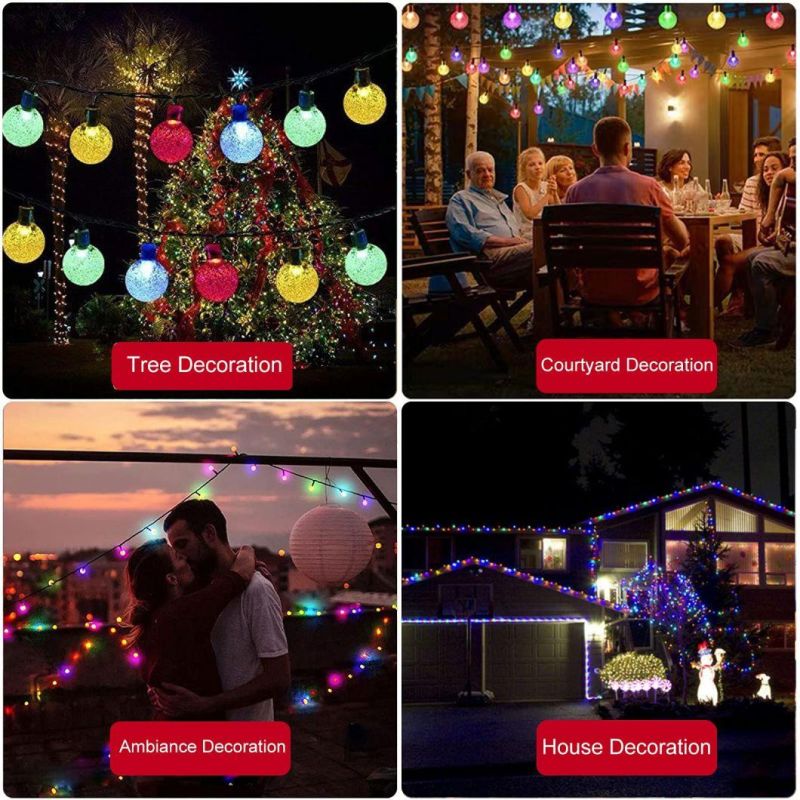 Waterproof Solar String Lights Outdoor Crystal Globe Lights Fairy Lights